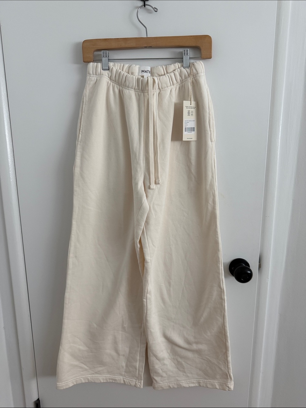 MATE the Label organic fleece straight leg track sweatpants in Bone S NWT